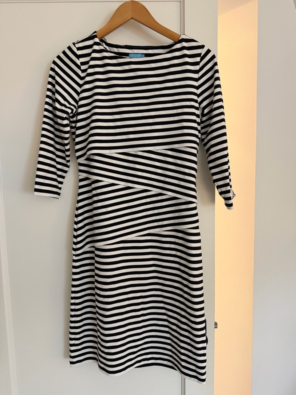 J. McLaughlin Black and White Striped Boatneck Dress